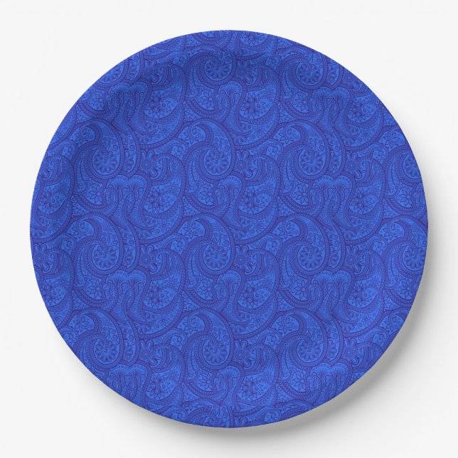 Assiettes En Carton Blue Paisley (Devant)