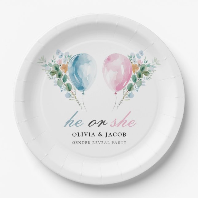 Assiettes En Carton Blue Rose Ballons Sexe Revevela Party (Devant)