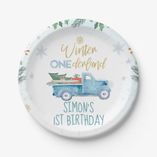 Assiettes En Carton Blue Truck Winter Onederland Anniversaire