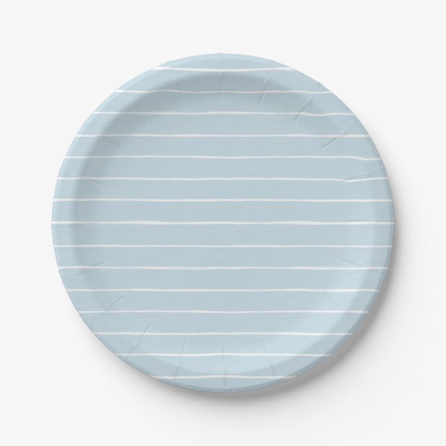 Assiettes En Carton Blue Watercolor Stripe (Devant)