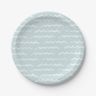 Assiettes En Carton Blue Watercolor Waves fête d'anniversaire
