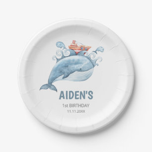 Assiettes En Carton Blue Whale Boy Fête d'anniversaire