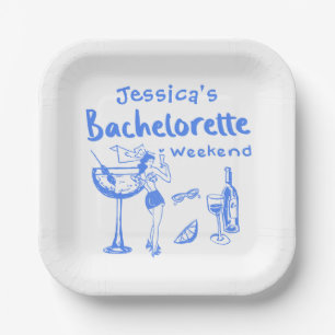 Assiettes En Carton Blue Whimsical Beach Bachelorette Party