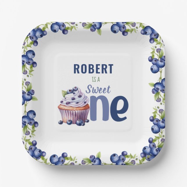 Assiettes En Carton Blueberry Berry Premier anniversaire (Recto)