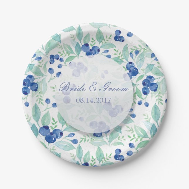 Assiettes En Carton Blueberry Midsummer Rustic Mariage (Devant)