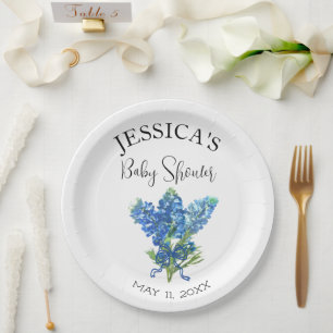 Assiettes En Carton Bluebonnets Fleurs Texas Baby shower Girl