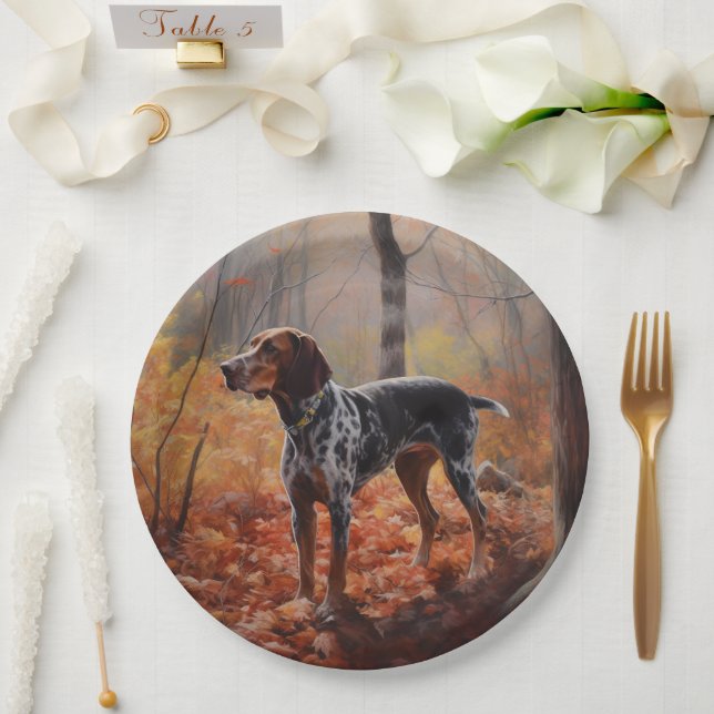 Assiettes En Carton Bluetick Coonhound en automne Leaves automne Inspi (Mariage)