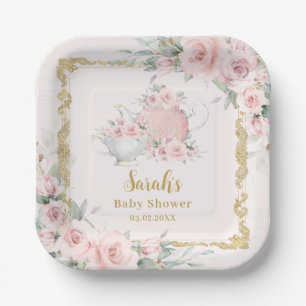 Assiettes En Carton Blush Floral High Tea Party Baby shower d'annivers