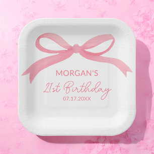 Assiettes En Carton Blush Pink Bow Anniversaire Fête Nom du repas
