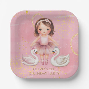 Assiettes En Carton Blush Pink Gold Ink Ballerina 00e fête d'anniversa