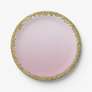 Assiettes En Carton Blush Rose Pailleté Doré Glitter Glamour Étincelle