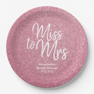 Assiettes En Carton Blush rose Parties scintillant Chic Miss à Mme Fêt