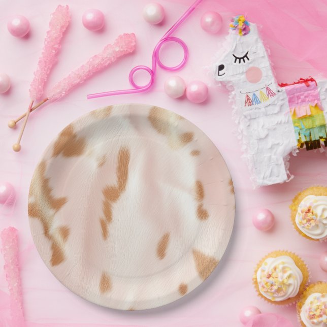 Assiettes En Carton Blush Rose Tan Southwest Faux Cowgirl Cowhie (Fête)