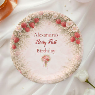 Assiettes En Carton Blush Strawberry Jardin Vintage 1er Anniversaire