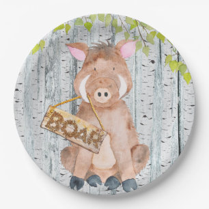 Assiettes En Carton Boar - Woodland Friends - Amis - Aquarelle