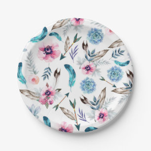 Assiettes En Carton Bohème Chic Floral Bohémienne