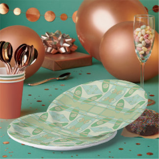 Assiettes En Carton Bohème Chintz Nouvel Olive Vert