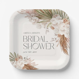 Assiettes En Carton Bohème Floral & Plumes Douche