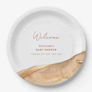 Assiettes En Carton Boho Abstrait Desert Baby shower Bienvenue
