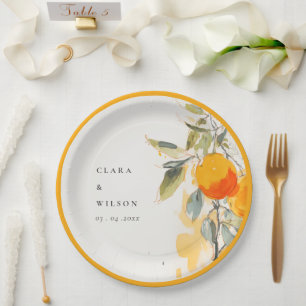 Assiettes En Carton Boho Abstrait Sketchy Orange Garden Mariage