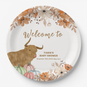 Assiettes En Carton Boho Automne Floral Highland Vache Baby shower Bie