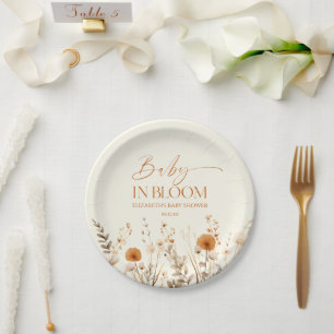 Assiettes En Carton Boho Baby In Bloom Baby shower Fleur sauvage
