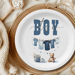 Assiettes En Carton Boho Blue Clothesline Sweet It a Boy Baby shower