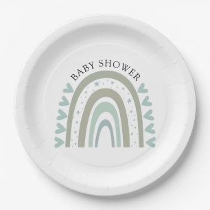 Assiettes En Carton Boho Blue Rainbow Baby Boy Douche
