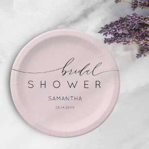 Assiettes En Carton Boho Blush rose et noir Fête des mariées de callig