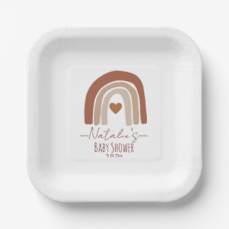 Assiettes En Carton Boho bohemain aquarelle baby shower arc-en-ciel
