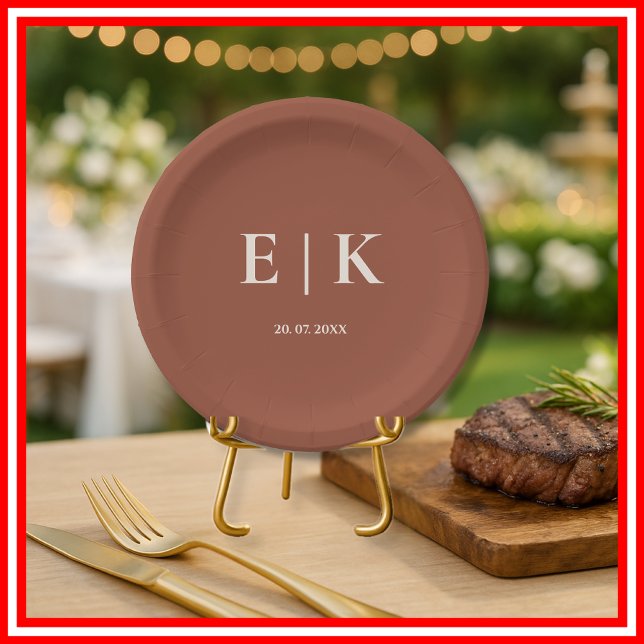 Assiettes En Carton Boho Burnt Orange Terracotta Mariage rustique (Créateur téléchargé)