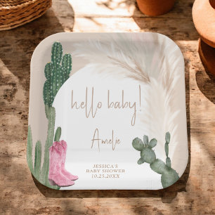 Assiettes En Carton Boho cactus pampas cowboy bottes bonjour baby show