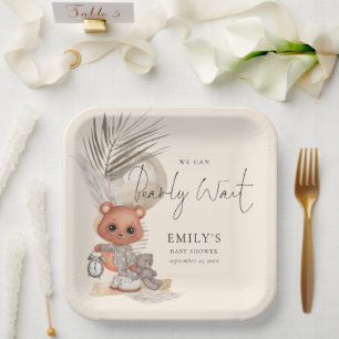 Assiettes En Carton Boho Chic Cute Nous Pouvons Bearly Wait Baby showe