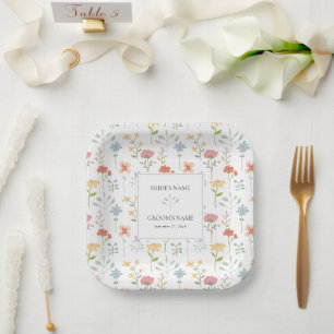 Assiettes En Carton Boho Chic Fleur sauvage Moderne Floral Mariage