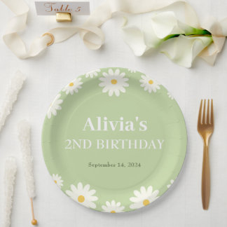 Assiettes En Carton Boho Daisy Deux Floral Green Bohemian 2e Anniversa