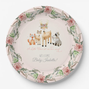 Assiettes En Carton BOHO Deer Antler Woodland Animaux Baby Girl