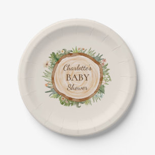 Assiettes En Carton Boho Dinosaur Plaques en papier Baby shower beige