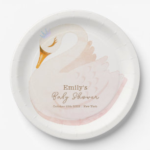 Assiettes En Carton Boho Elegant Princess Swan Girl Baby shower