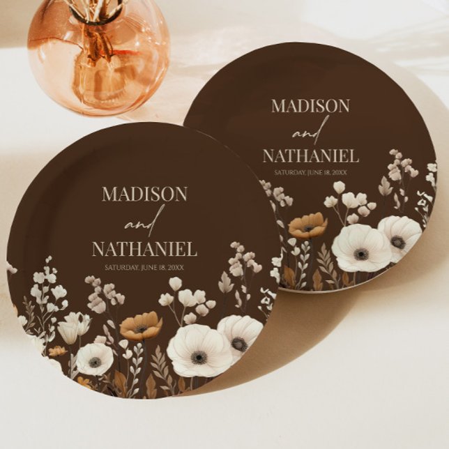 Assiettes En Carton Boho Fleur sauvage Fleur sauvage Floral Jardin Mar (Créateur téléchargé)