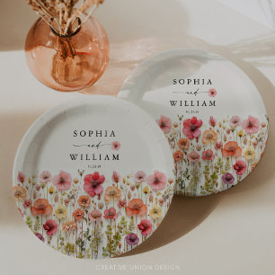 Assiettes En Carton Boho Fleur sauvage Mariage Décor table