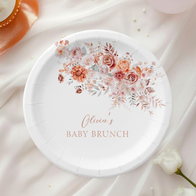 Assiettes En Carton Boho Floral Baby Brunch (Créateur téléchargé)