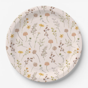 Assiettes En Carton Boho Flower Watercolor Fleur sauvage