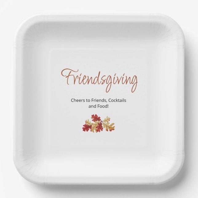 Assiettes En Carton Boho Foliing Friendsgiving moderne Thanksgiving (Recto)