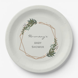 Assiettes En Carton Boho Géométrique Verdure Baby shower neutre genre