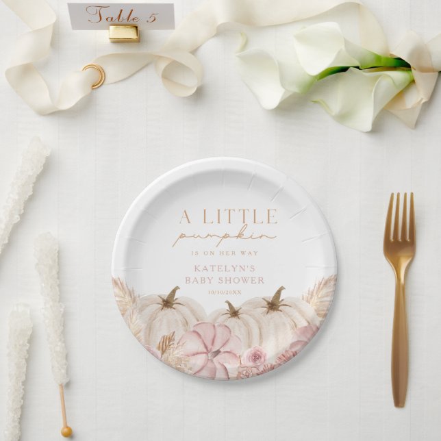 Assiettes En Carton Boho Girls Pampas Grass Citrouille personnalisé (Mariage)