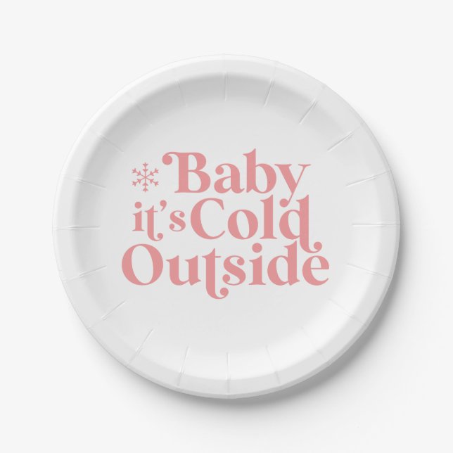 Assiettes En Carton Boho Modern Police Baby Il fait froid dehors (Devant)