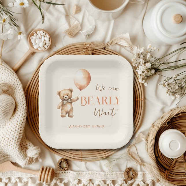 Assiettes En Carton Boho Nous Pouvons Attendre Bearly Beige Oear Baby  (Créateur téléchargé)