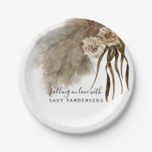 Assiettes En Carton Boho Pampas Baby shower de chute d'herbe