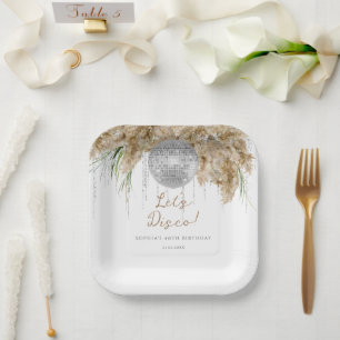 Assiettes En Carton Boho Papmas Grass Disco Ball Anniversaire
