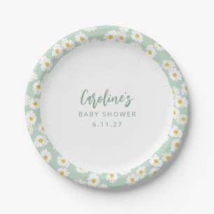 Assiettes En Carton Boho Pastel Sage Daisies Floral Baby shower Person